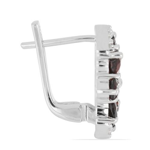 STERLING SILVER NATURAL GARNET GEMSTONE EARRINGS